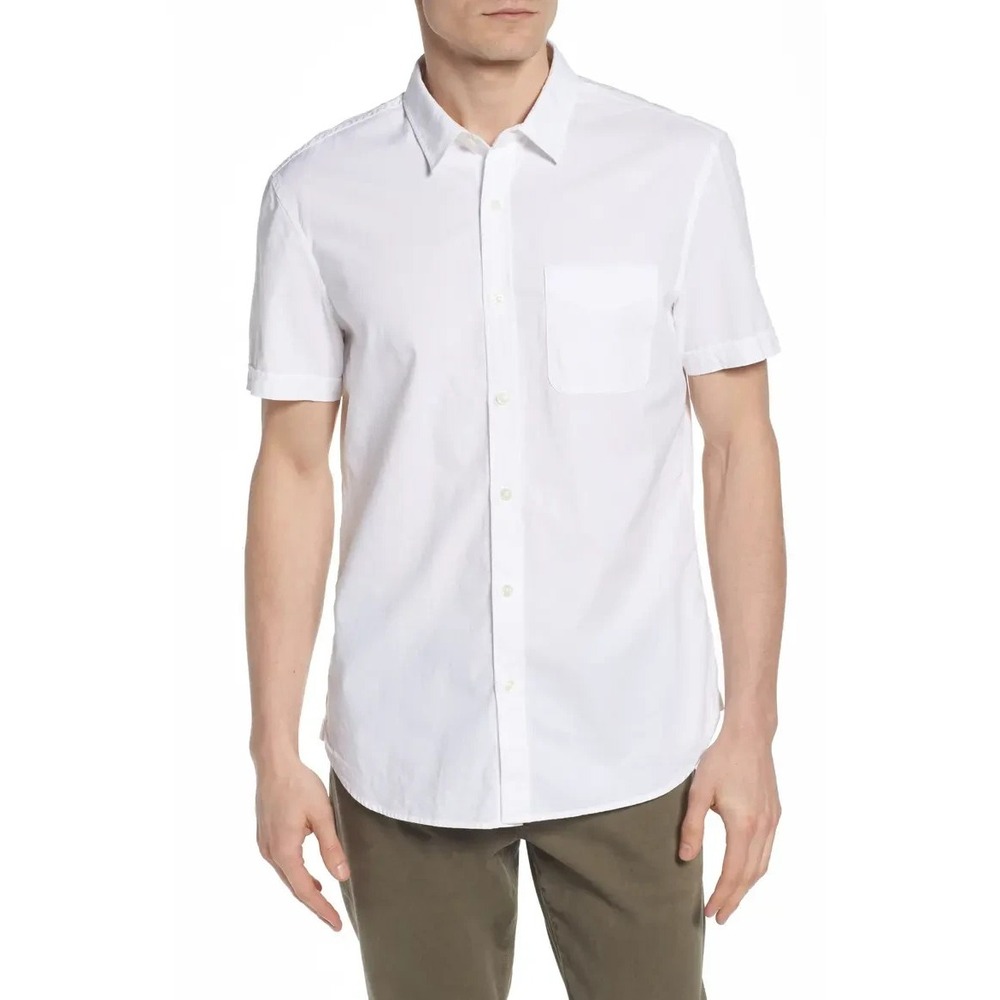 NWT AG Pearson Regular Fit Short Sleeve Sport Shirt M True White